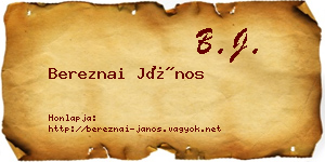 Bereznai János névjegykártya